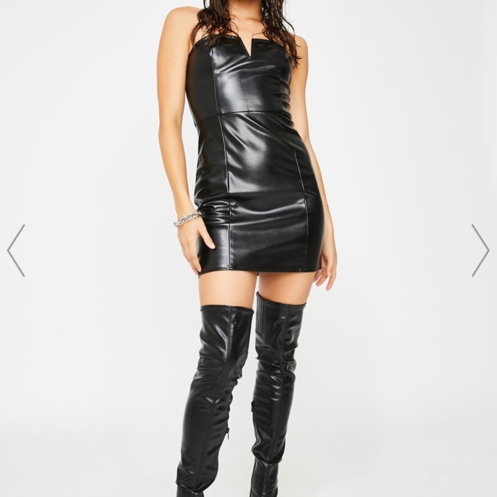 Dolls Kill Black Shiny Cloud 10 Hawt or Not Dress